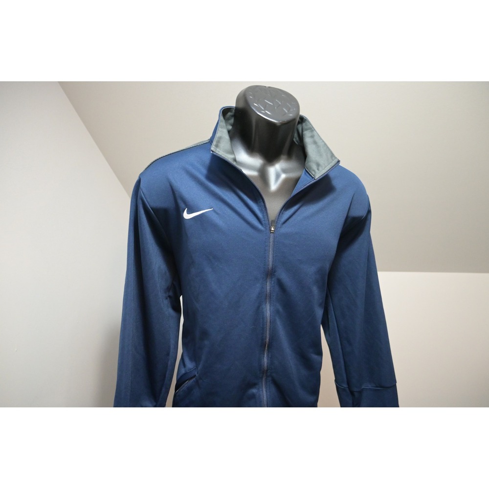 Nike Track Jacket Mens Large Navy Blue Full Zip Mock Neck Swoosh Excellent